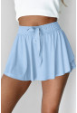 Blue Drawstring High Waist Lined Tennis Skorts