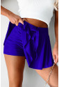 Blue Drawstring High Waist Lined Tennis Skorts