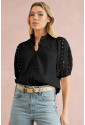 Madeira Embroidered Puff Sleeve Blouse