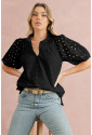 Madeira Embroidered Puff Sleeve Blouse