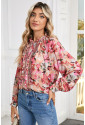Vintage Floral Print Ruffled Loose Fit Shirt