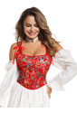 Red Floral Overbust Boned Bustier Bodice CHINAGIRL