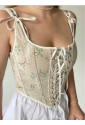 Vintage Corset Top Meadow Bloom