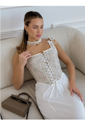 Vintage Corset Top Meadow Bloom