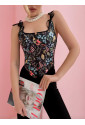 Black floral renaissance corset Floral Meadow