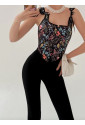 Black floral renaissance corset Floral Meadow