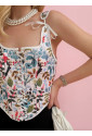 Unique floral folclore straps corset