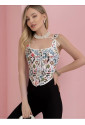 Unique floral folclore straps corset