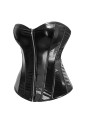 Black faux leather zipper corset 