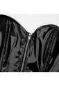 Black faux leather zipper corset 