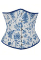 Blue floral linen Renaissance underbust corset 