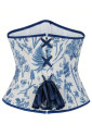 Blue floral linen Renaissance underbust corset 