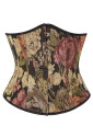 Brown floral linen Renaissance underbust corset 