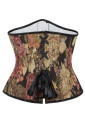 Brown floral linen Renaissance underbust corset 