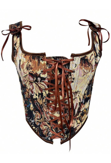 Renaissance Floral Tapestry Corset Top Bustier