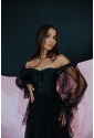 Black sheer long sleeve corset