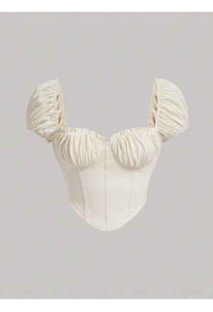 Ruched Vintage Sleeve Crop Top 