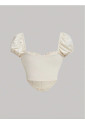 Ruched Vintage Sleeve Crop Top 