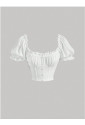 Ruched Vintage Sleeve Crop Top 