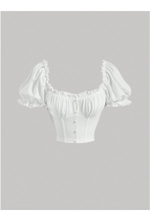 Ruched Vintage Sleeve Crop Top 