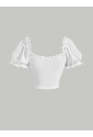 Ruched Vintage Sleeve Crop Top 
