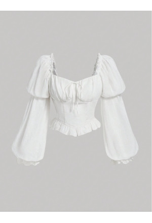 Lightweight Blouse with Balloon Sleeves