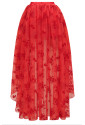 Victorian Gothic Red Elastic High-low Organza Skirt 