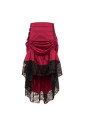 Vintage Gothic Wine-Red High Waist Button Lace Trim Ruffled High-Low Skirt