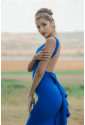 Bow Knot Ruffled Backless Sleeveless Gown