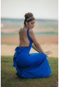Bow Knot Ruffled Backless Sleeveless Gown