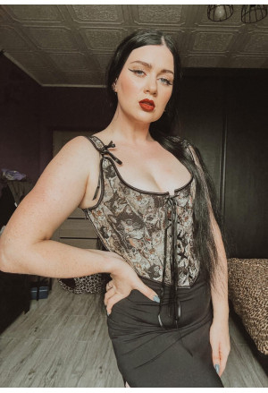 Vintage Cat Corset Midnight Muse
