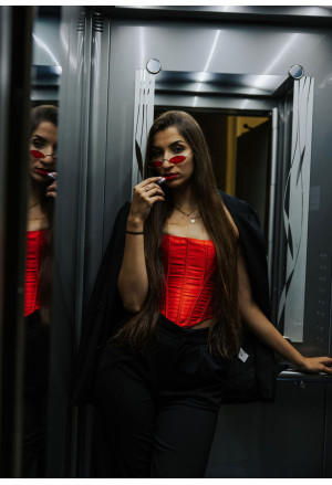 Red satin palace corset MILEY