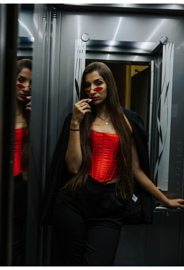 Red satin palace corset MILEY