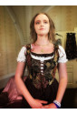 Renaissance Floral Overbust Corset Top Bustier Bodice with Zipper 