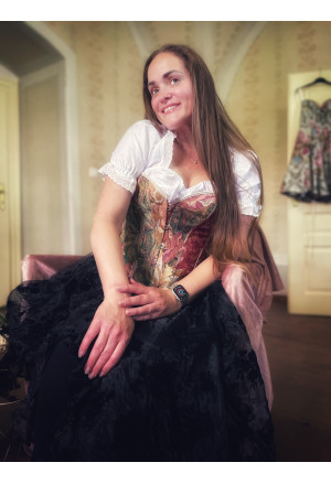 Romantický  kvetinový vintage korzet PIVÓNIE