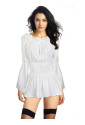 Romantic White Blouse with Long lace trim Sleeves