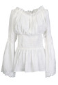 Romantic White Blouse with Long lace trim Sleeves