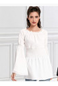Romantic White Blouse with Long lace trim Sleeves