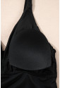Black Crossed V Neck Adjustable Strap Babydoll Tankini Top