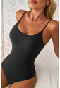 Black Thin Strap Strappy Lace-up Open Back One Piece Swimsuit