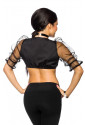 Crop Top with Mesh Puff Sleeves