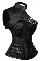 Exkluzívny čierny steampunkový korzet Leather Spiral 