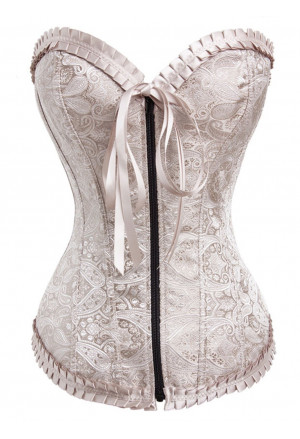 Elegant womens brocade corset with zipper