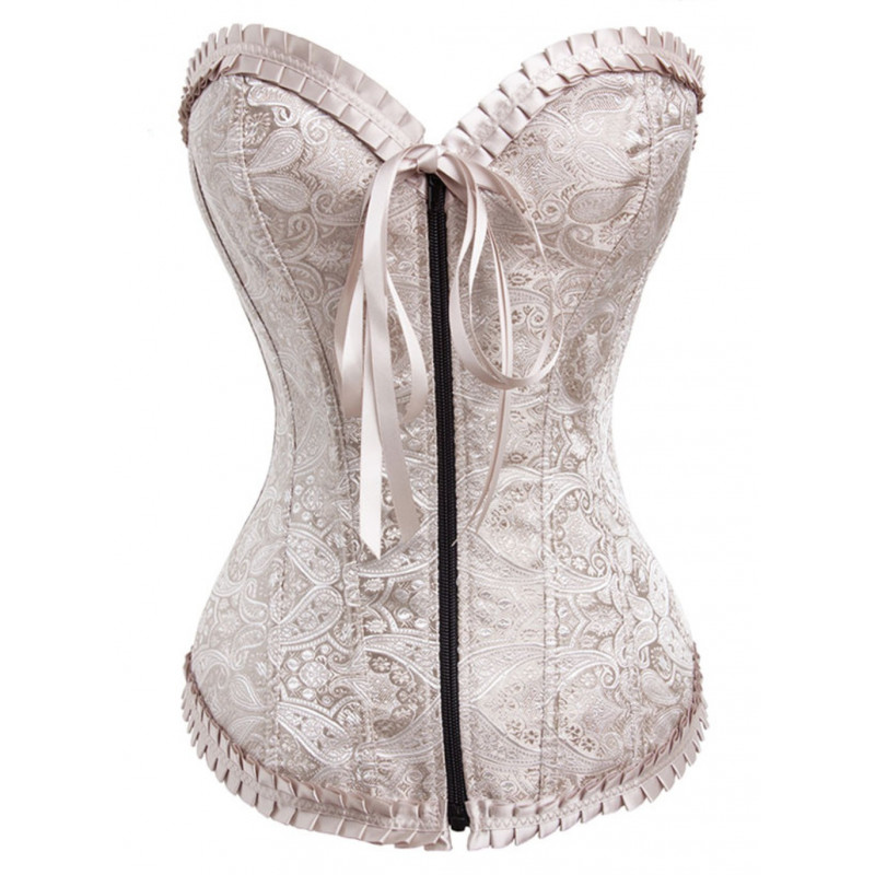Elegant womens brocade corset with zipper 