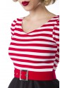 Sweet striped retro dress with puff sleeves