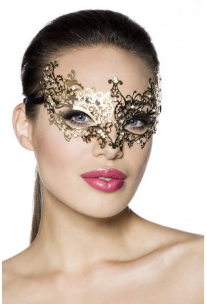 Unusual metal mask with rhinestones