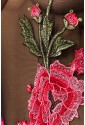 Black floral embroidery mesh bodysuit leotard