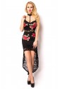 Fascinating long lace choker dress with roses