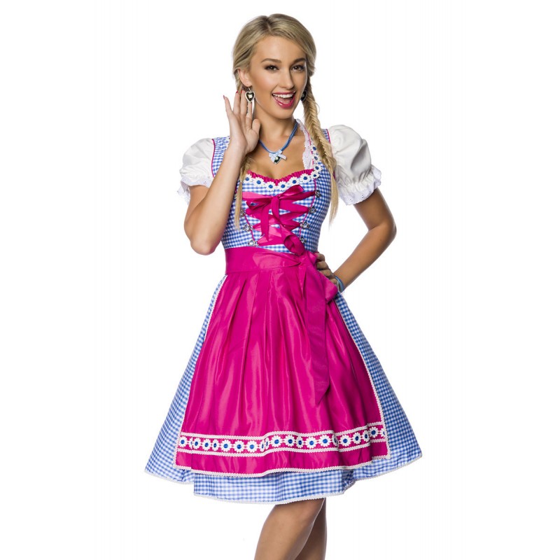 Piping contrast Bavarian folk costume dress - SELECTAFASHION.COM