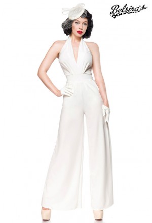 Elegant glamour deep plunge jumpsuit overall